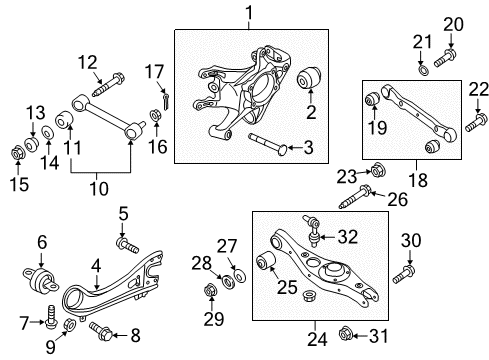 2013 Hyundai Santa Fe Rear Suspension Components, Lower Control Arm, Upper Control Arm, Stabilizer Bar Arm & Bush Assembly-Suspension Upper Diagram for 55100-2S050
