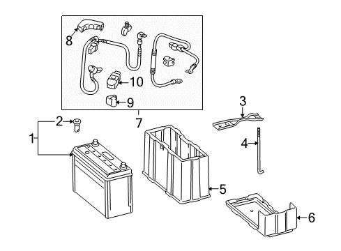 2003 Honda Civic Battery Box, Battery Diagram for 31521-S5B-000