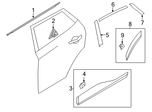 2021 Hyundai Kona Electric Exterior Trim - Rear Door GARNISH Assembly-Rear Door NO.2 LH Diagram for 87781-J9000-CA