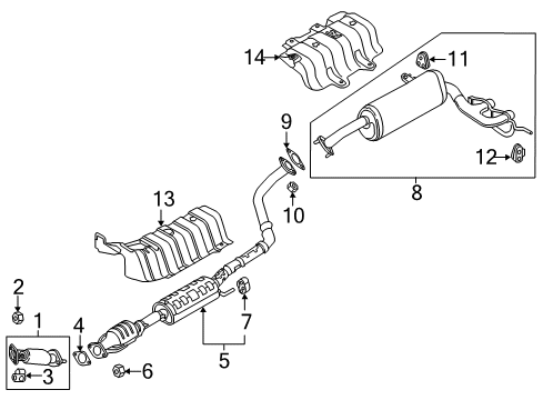 2017 Hyundai Veloster Exhaust Components Center Muffler Complete Diagram for 28600-2V820