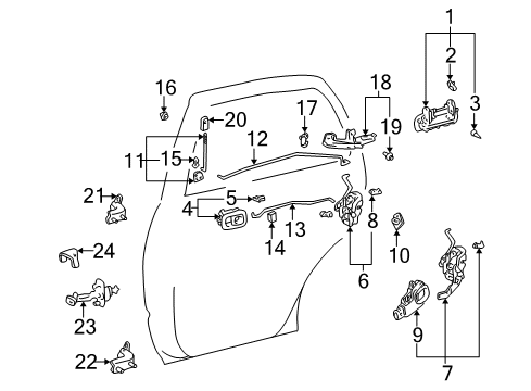 1996 Toyota 4Runner Rear Door Rear Door Outside Handle Assembly Right Diagram for 69230-35030-A0