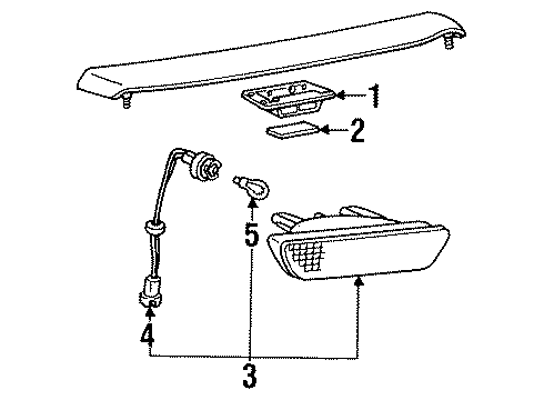 1992 Hyundai Scoupe Bulbs Lamp Assembly-Stop Rear Spoiler Diagram for 92701-23050