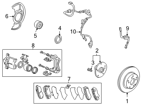 2012 Honda Accord Front Brakes Hose Set, Left Front Diagram for 01465-TA0-A01