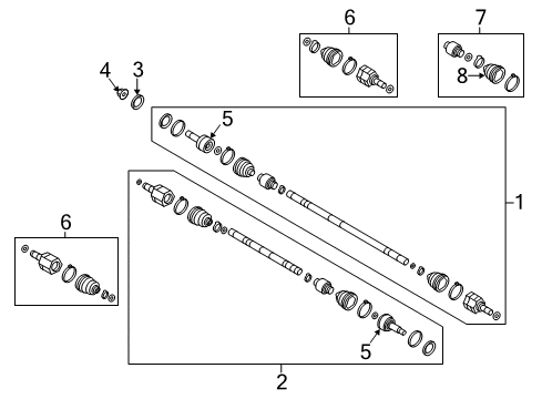 2018 Kia Soul EV Drive Axles - Front Boot Kit-Front Axle Differential Diagram for 49583E4000