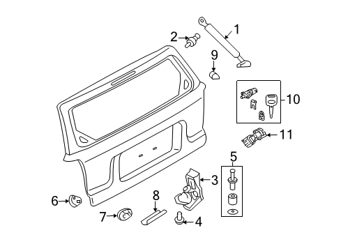 2010 Mercury Mariner Lift Gate Reinforce Plate Diagram for 8L8Z-78404W04-A