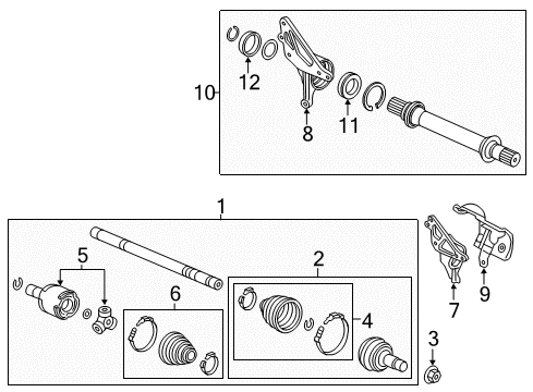 2016 Acura MDX Drive Axles - Front Joint, Inboard Diagram for 44310-TZ5-A41