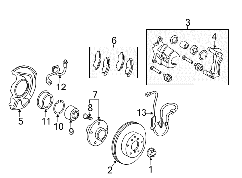 2013 Toyota Camry Front Brakes ABS Sensor Wire Diagram for 89543-06120