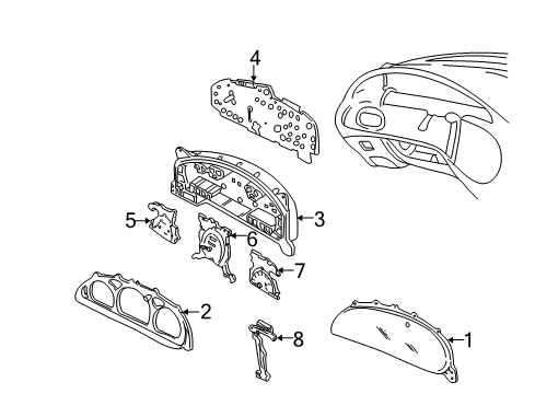 2000 Ford Taurus Cluster & Switches Fuel Gauge Diagram for YF1Z-9305-AA