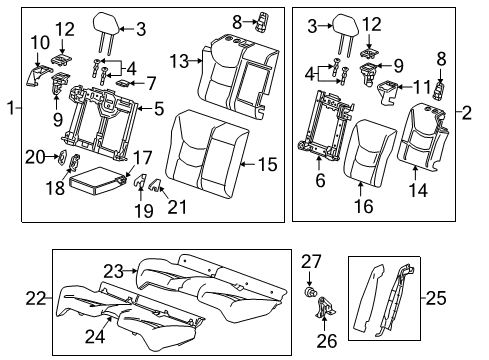 2016 Chevrolet Volt Rear Seat Components Bolster Diagram for 23380720