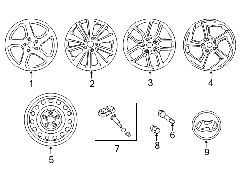 2020 Hyundai Veloster Wheels, Covers & Trim Center Cap Black/Red Diagram for 52960-J3000