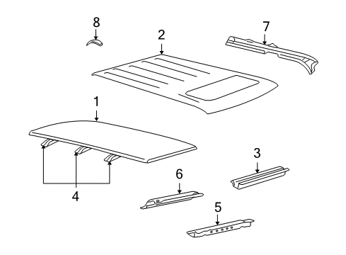 2008 Ford Explorer Sport Trac Roof & Components Roof Molding Diagram for 7A2Z-7851728-AB