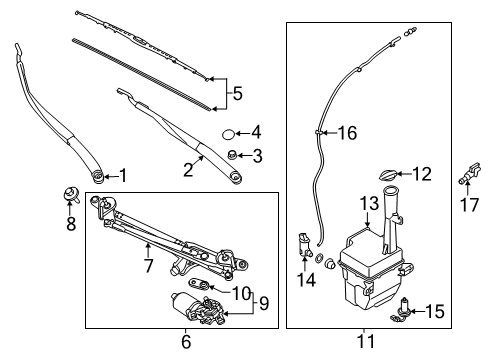 2015 Kia Cadenza Wiper & Washer Components Crank Arm-Windshield WIPER Diagram for 981603R000