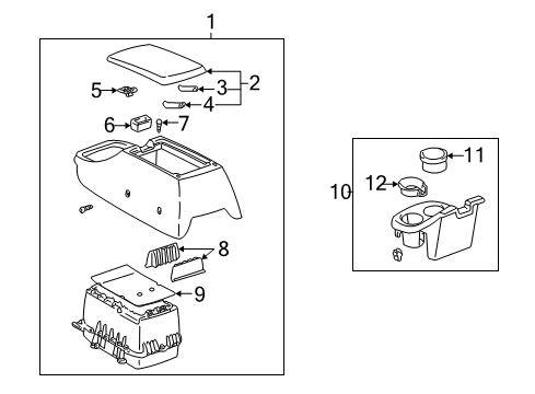 2005 Toyota Tundra Center Console Console Assembly Diagram for 58901-0C010-B2