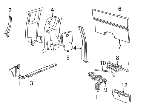 1995 Chevrolet S10 Interior Trim - Cab Molding Asm-Windshield Side Garnish <Use 1C2N*Graphite Diagram for 15735044