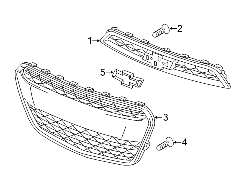 2017 Chevrolet Spark Grille & Components Lower Grille Diagram for 42497032