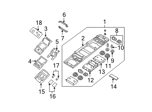 2007 Nissan Quest Overhead Console Back Plate-Storage Door Diagram for 96997-ZF00C