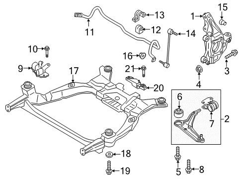 2020 Lincoln MKZ Front Suspension Components, Lower Control Arm, Stabilizer Bar Stabilizer Link Nut Diagram for -W712503-S440