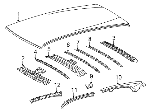 2015 Lexus CT200h Roof & Components Frame Sub-Assembly, Back Diagram for 63105-76010