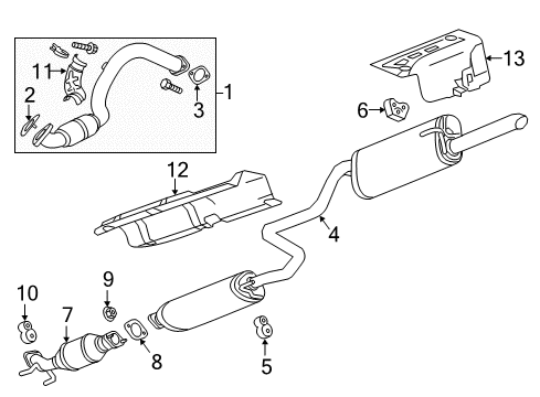 2018 Chevrolet Sonic Exhaust Components Muffler & Pipe Insulator Diagram for 42342262