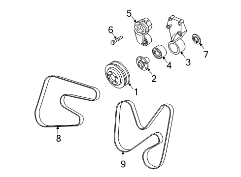 2009 Dodge Ram 2500 Belts & Pulleys Bolt-HEXAGON FLANGE Head Diagram for 4429629