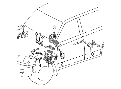 2000 Toyota Land Cruiser ABS Components Actuator Assembly Gasket Diagram for 44785-60010