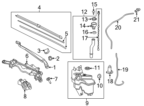 2020 Toyota Prius Wipers Wiper Arm Diagram for 85221-47160