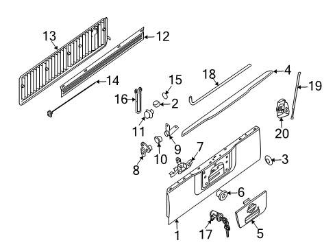 2006 Nissan Titan Tail Gate Lock Assembly-Rear Gate, Right Diagram for 90500-ZJ00A