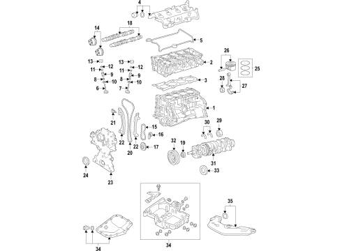 2019 Nissan Altima Engine Parts, Mounts, Cylinder Head & Valves, Camshaft & Timing, Variable Valve Timing, Oil Cooler, Oil Pan, Oil Pump, Balance Shafts, Crankshaft & Bearings, Pistons, Rings & Bearings Rear Engine Mounting Buffer Assembly Diagram for 11360-6CA0A