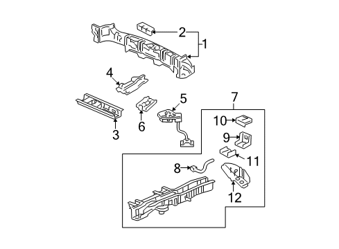 2012 Honda Pilot Rear Body Panel, Floor & Rails Bracket, Spare Tire Diagram for 65746-SZA-A00ZZ