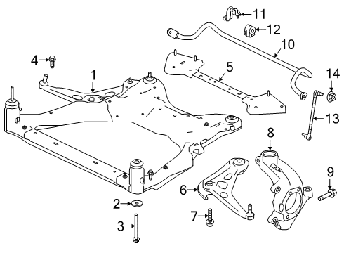 2019 Nissan Altima Front Suspension Components, Lower Control Arm, Stabilizer Bar Bolt FLANGE Diagram for 54368-6CA0A