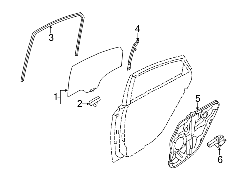 2014 Hyundai Sonata Rear Door Glass Assembly-Rear Door, LH Diagram for 83410-3S010