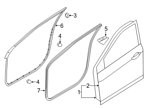 2017 Hyundai Elantra GT Front Door Weatherstrip Assembly-Front Door Side LH Diagram for 82130-A5000