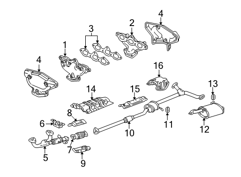 2003 Acura CL Exhaust Components, Exhaust Manifold Manifold Assembly, Rear Exhaust Diagram for 18010-P8E-L00