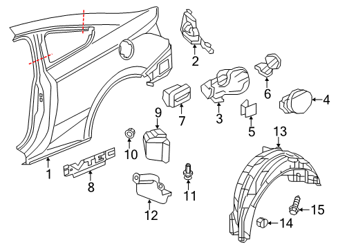 2014 Honda Civic Quarter Panel & Components, Exterior Trim Cover, L. RR. Fender Diagram for 74591-TS8-A50