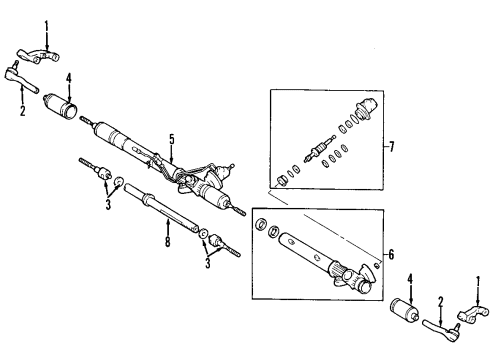 2001 Lexus LX470 P/S Pump & Hoses, Steering Gear & Linkage Gasket Kit, Power Steering Gear(For Rack & Pinion) Diagram for 04445-60080