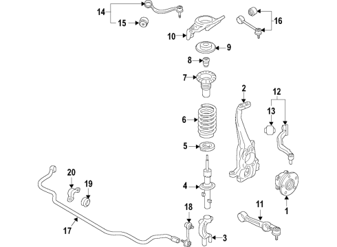 2020 Kia K900 Front Suspension Components, Lower Control Arm, Upper Control Arm, Stabilizer Bar Bumper Rubber Diagram for 54626J6050