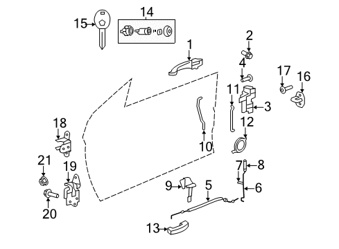 2008 Chrysler Sebring Front Door Link-Outside Handle To Latch Diagram for 5008963AA