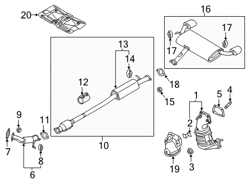 2018 Kia Sportage Exhaust Components Exhaust Manifold Catalytic Assembly Diagram for 285102G010