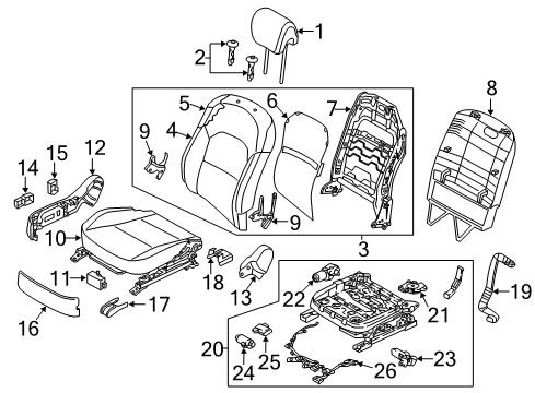 2015 Kia Cadenza Passenger Seat Components Pad Assembly-Front Seat Back Diagram for 884503R500