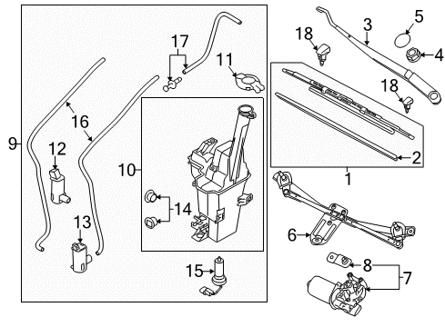 2012 Kia Sportage Wiper & Washer Components Windshield Wiper Arm Assembly Passenger Diagram for 983203W000