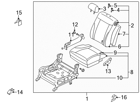 2005 Kia Amanti Power Seats Cushion Assembly-Front Seat, R Diagram for 882003F400NF3