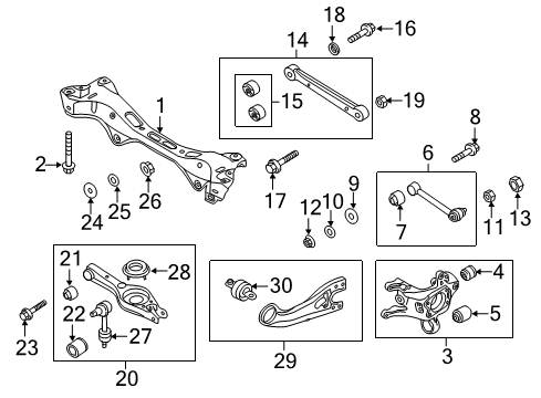 2015 Kia Optima Rear Suspension, Lower Control Arm, Upper Control Arm, Stabilizer Bar, Suspension Components Carrier Assembly-Rear Axle Diagram for 527103R100
