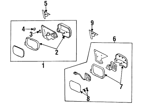 1997 Honda Accord Outside Mirrors Housing, Driver Side (Frost White) Diagram for 76251-SV1-A05ZE