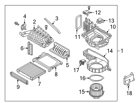 2018 Genesis G90 Blower Motor & Fan Cabin Air Cleaner Filter Diagram for 97133-D2000