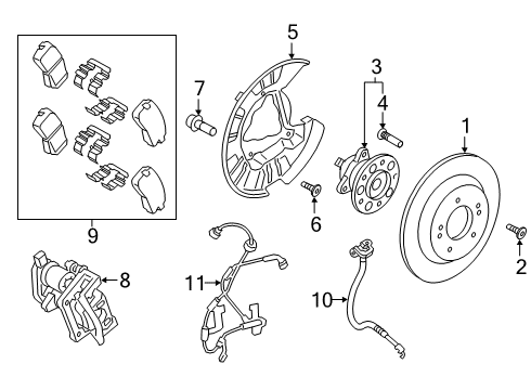 2021 Hyundai Kona Electric Anti-Lock Brakes Pad Kit-Rear Disc Brake Diagram for 58302-K4A05