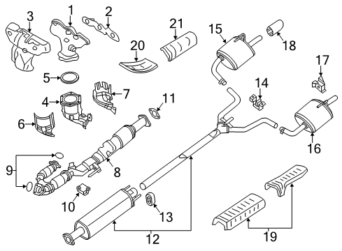 2017 Nissan Altima Exhaust Components, Exhaust Manifold Three Way Catalytic Converter Diagram for 208A2-9HP0A