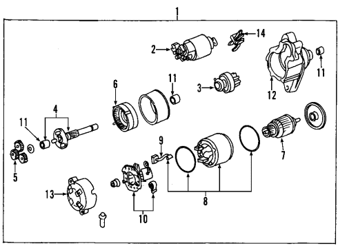 2000 Toyota Echo Starter Drive End Housing Diagram for 28110-21020