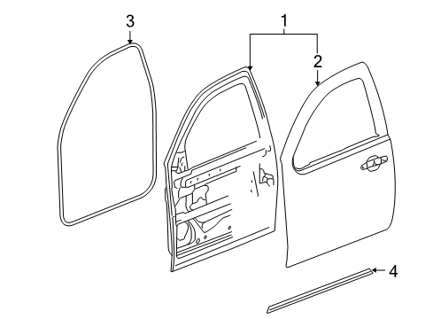 2012 Chevrolet Tahoe Front Door Lower Weatherstrip Diagram for 20835971