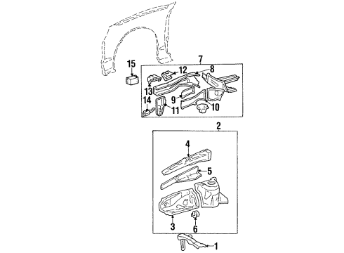 1996 Toyota Celica Structural Components & Rails Bracket, Engine Mounting, RH Diagram for 57265-20120
