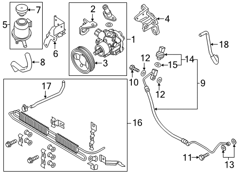2020 Infiniti QX80 P/S Pump & Hoses, Steering Gear & Linkage Power Steering Suction Hose Assembly Diagram for 49717-5ZM0A